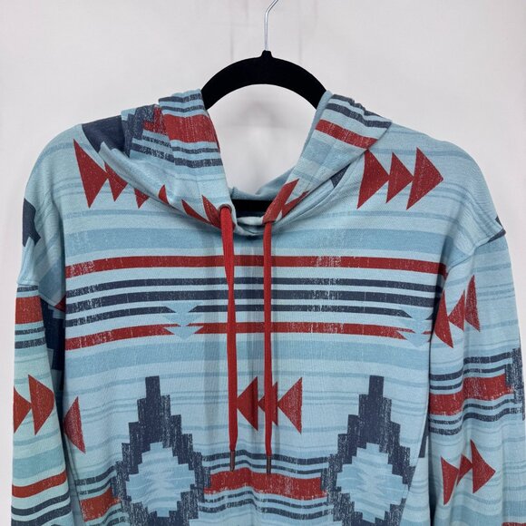 Cruel Pullover Sweatshirt Womens XXL Blue Orange Western Aztec Print Cotton Blen - Picture 2 of 9